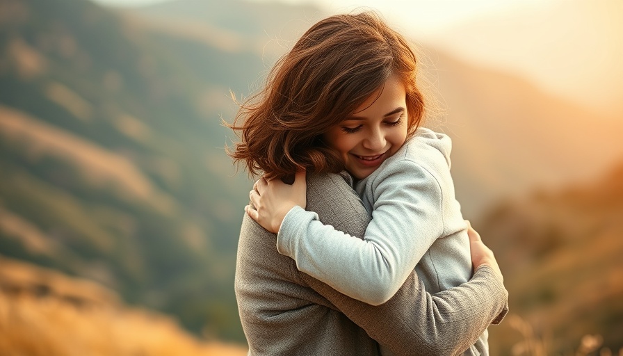 AI-Generated Memories: Nostalgic photo of a mother hugging child on a mountain.