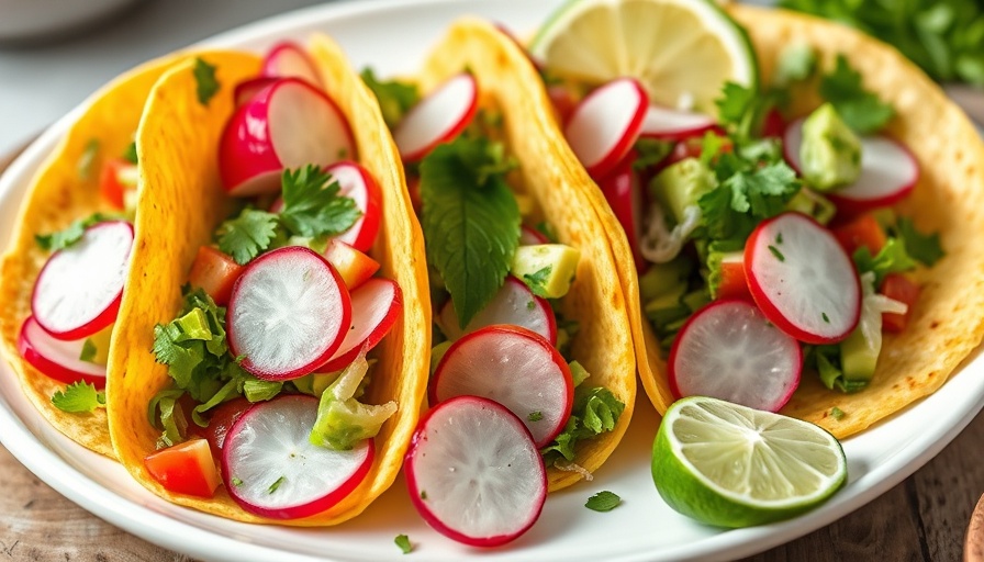Colorful fresh tacos for healthy 4th of July recipe ideas.