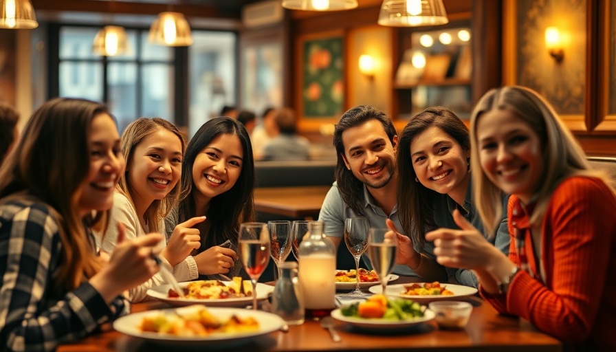 Warm scene of friends enjoying dinner together