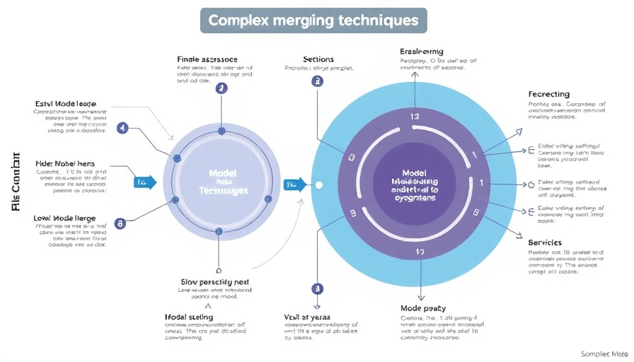 Diagram of model merging and scaling techniques for AI.