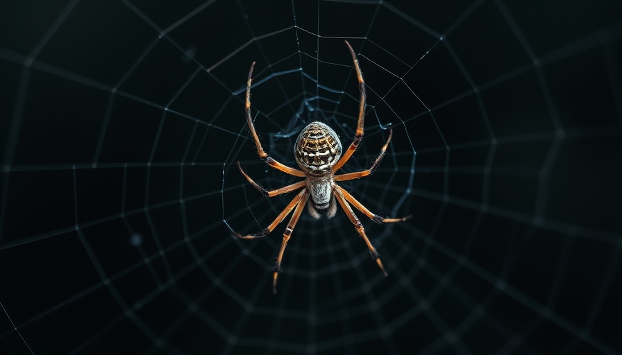 Spider on a web in dark setting
