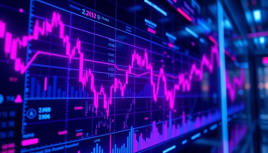 Digital display showing stock market data in a futuristic style.