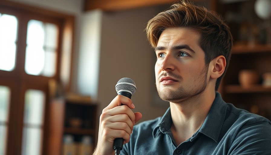 Casual discussion on Grok 4 with a microphone indoors.