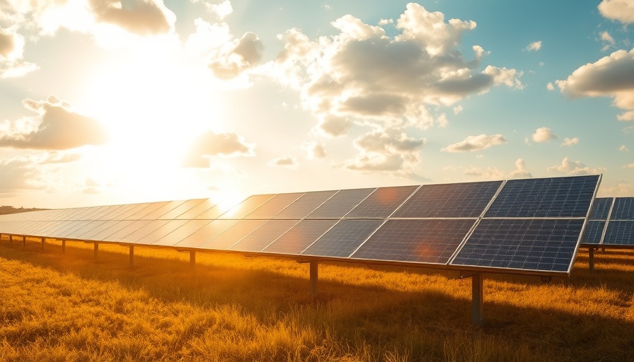 Sunlight on solar panels in a field illustrating energy innovation.