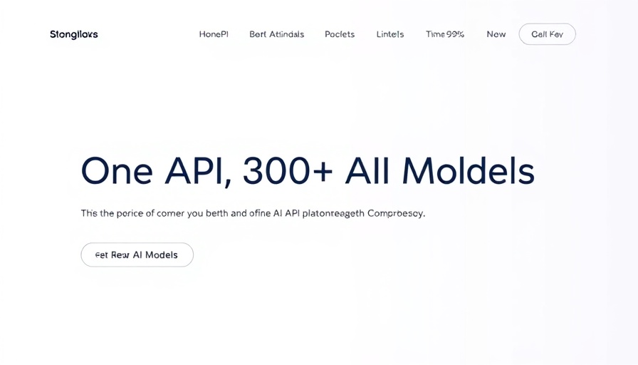 Unified AI API Platform webpage interface with key features.