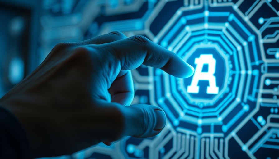 Hand interacting with AI interface on digital screen, AI power solutions.