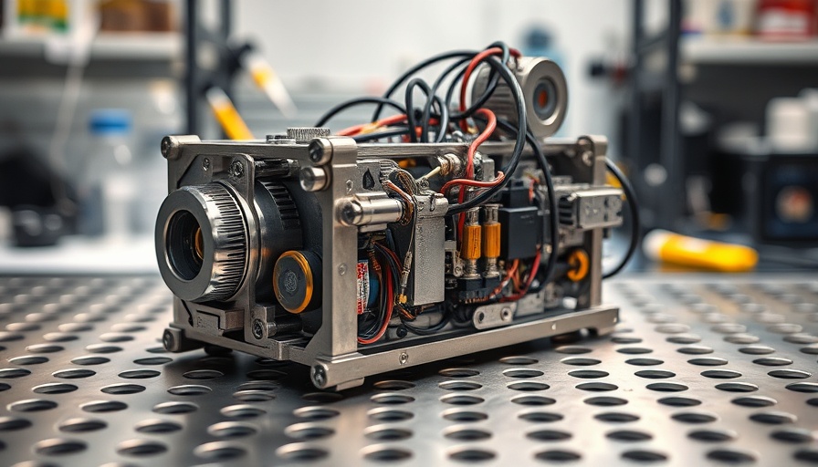 Complex device on metal surface signifying advances in R&D breakthroughs.
