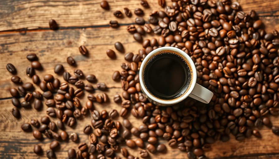 Sustainable coffee at home setup with espresso and beans.