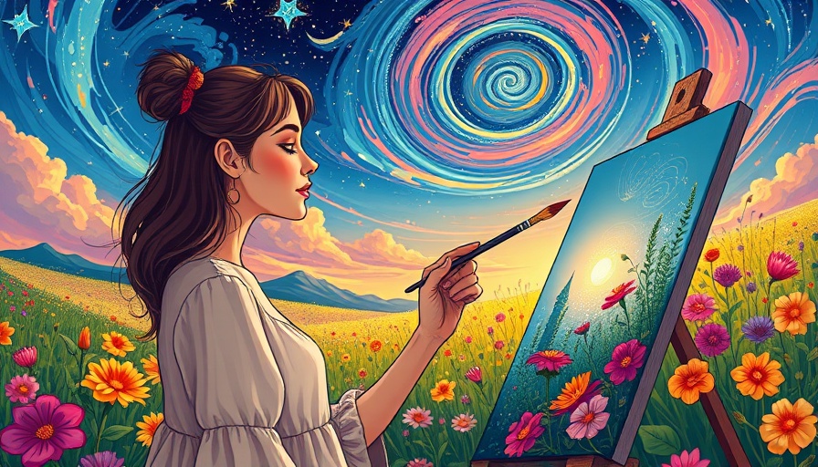 Burnout to bliss therapeutic art in a whimsical nature setting.