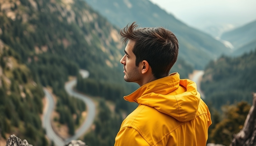 Person in a yellow jacket contemplating at a crossroads, symbolizing calming quotes for crossroads in life.