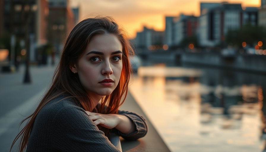 Contemplative woman by river at sunset illustrating stress as an induced disease.