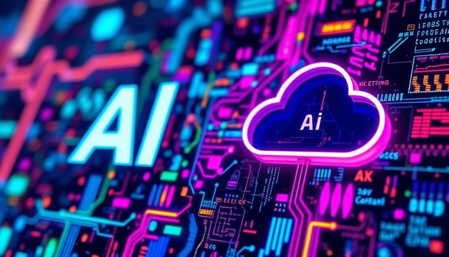AI and cloud logos with digital glitch effects highlighting data security risks.