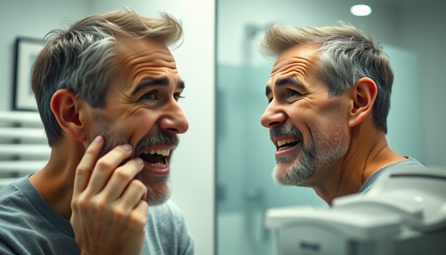 Concerned man checking teeth; signs I should see a dentist.