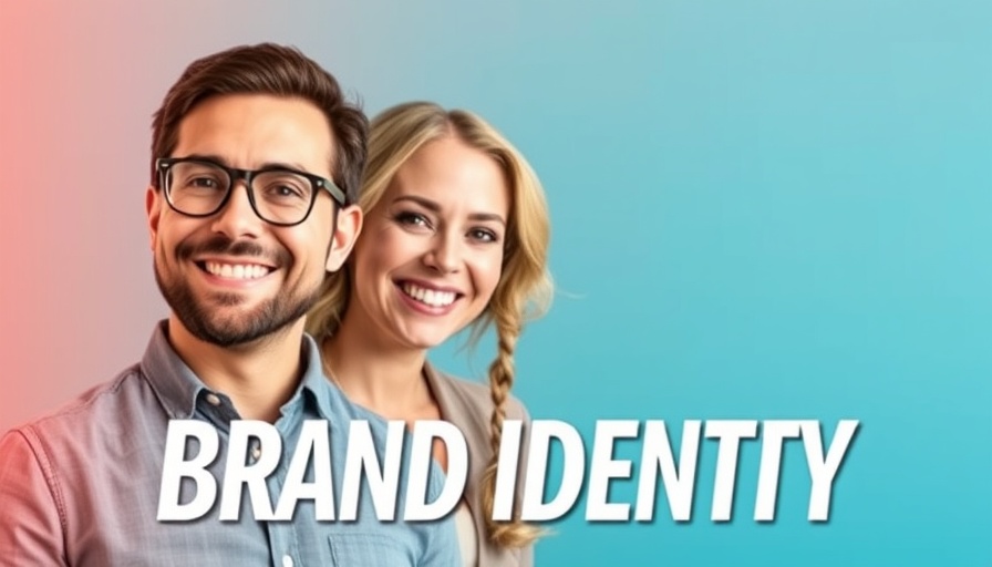 Podcast banner showcasing building brand identity with two professionals.
