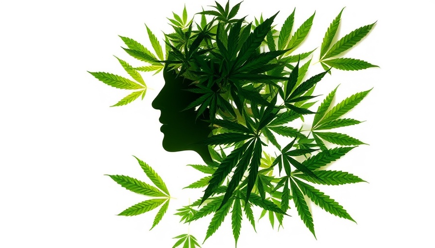 Illustration of high-THC cannabis risks with leaf silhouette head