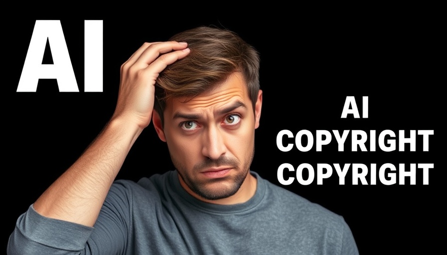 Man troubled by AI training copyright issues with text overlay.