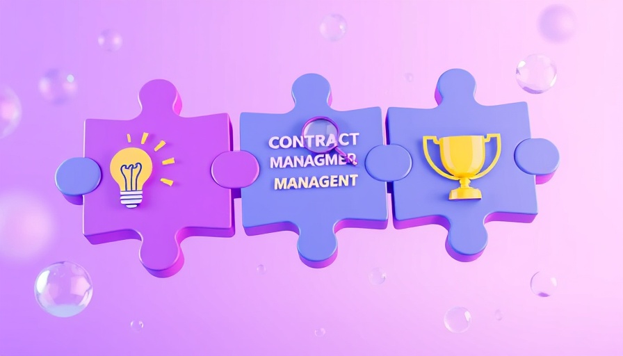 AI in contract management illustrated with puzzle pieces and symbols.