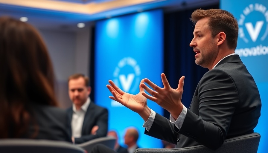 Professional speaker at conference, discussing innovations related to high-paying jobs in space.