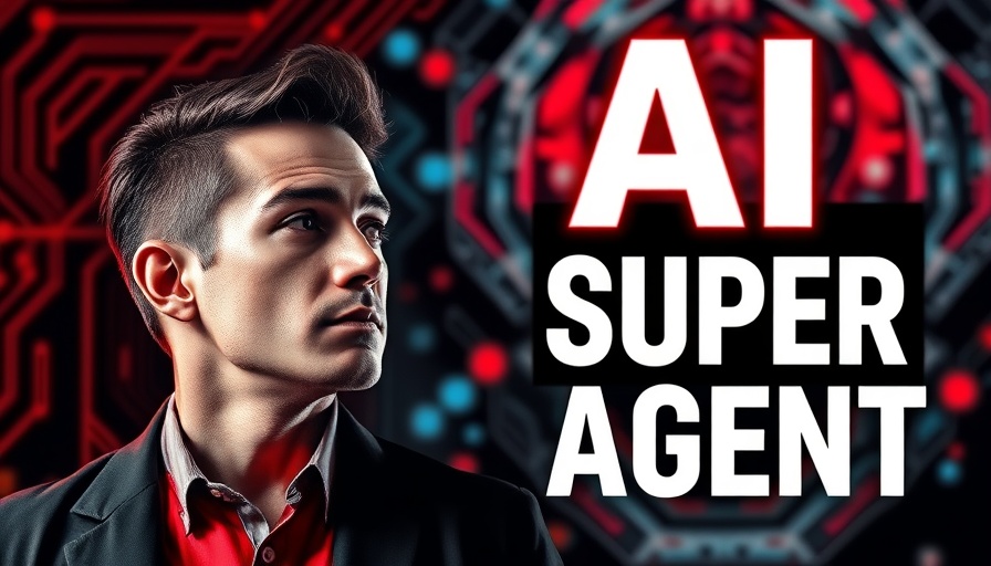 AI-themed graphic with text 'AI Super Agent', contrasting design