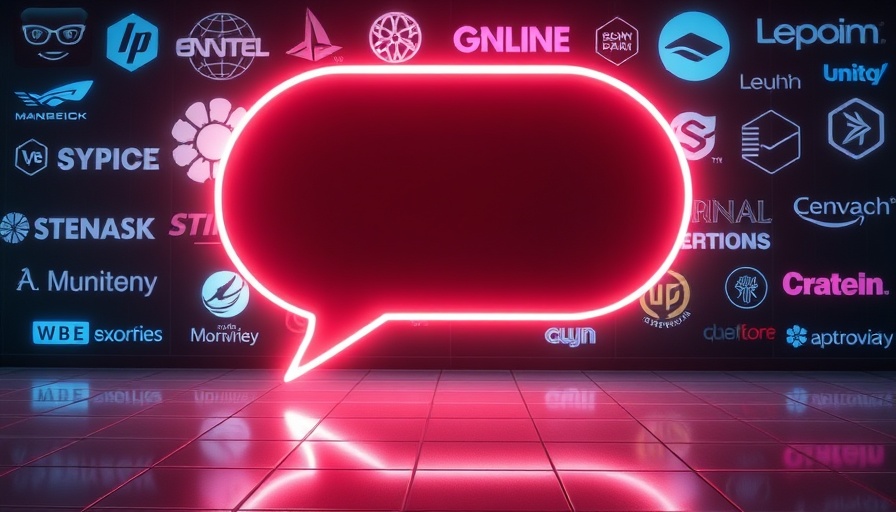Futuristic digital speech bubble with tech logos for temporary chat AI platforms.
