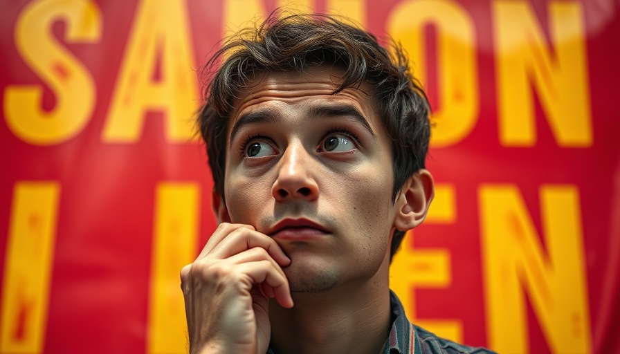 Person pondering in front of 'Seemingly Conscious AI' text.