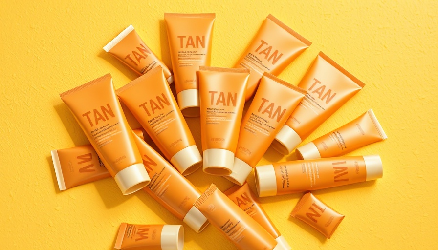 Tan sunscreen tubes illustrating tinted sunscreen benefits on a yellow background.