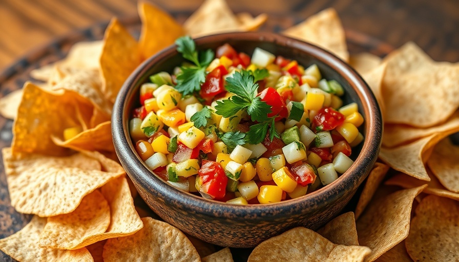 Vibrant fresh corn salsa recipe with tortilla chips.