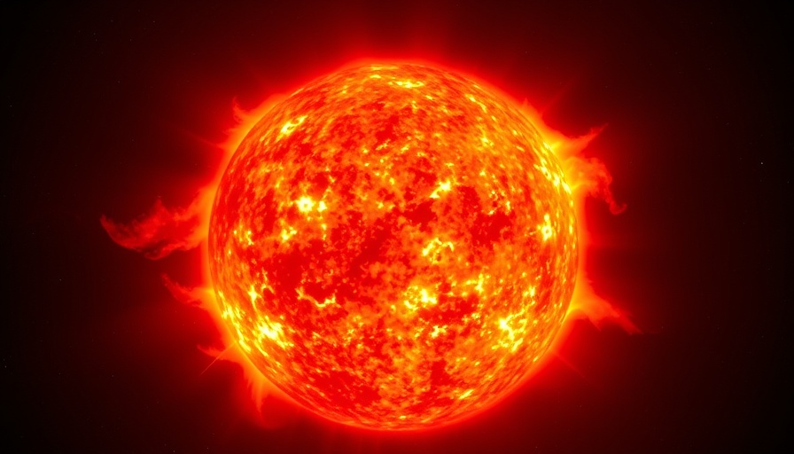 Digital Twin of the Sun: Fiery surface with solar flares in space.