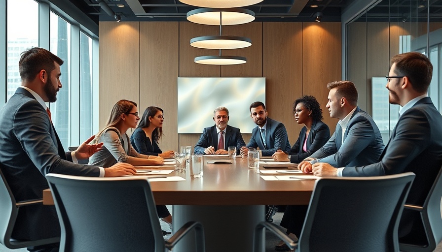 Business meeting on board accountability and cybersecurity in a modern office.