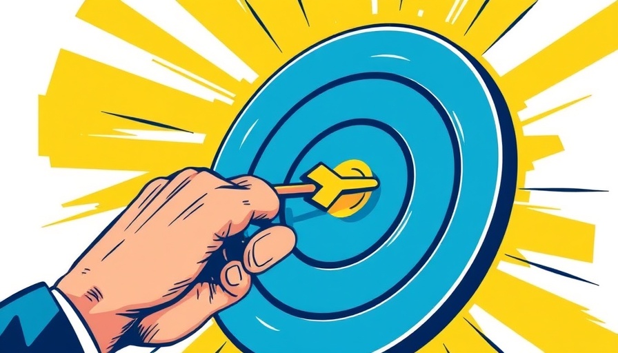 Vibrant illustration of setting crystal clear PPC goals with target and arrow.
