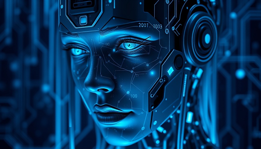 Futuristic robotic face with binary code overlay for pay-as-you-go application security