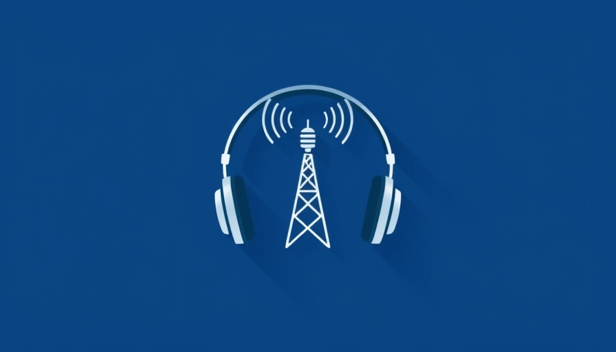 Minimalistic radio and headphones logo representing state collaboration on public health messaging.