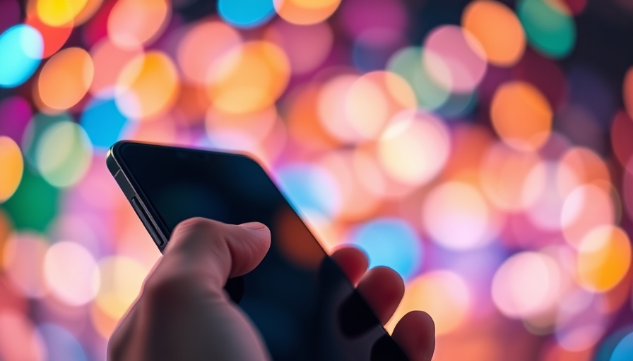 Smartphone in hand with colorful bokeh, illustrating negative social habits.