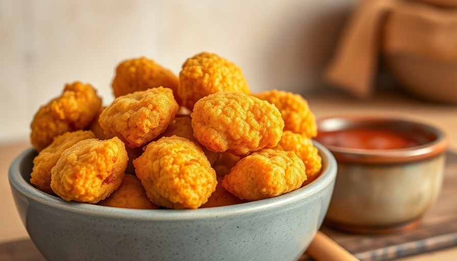 Crispy Air Fryer Chicken Nuggets served with dipping sauce in a bowl.