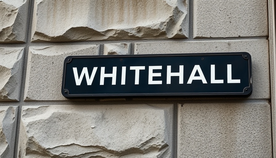 Whitehall street sign detail relating to public sector context.