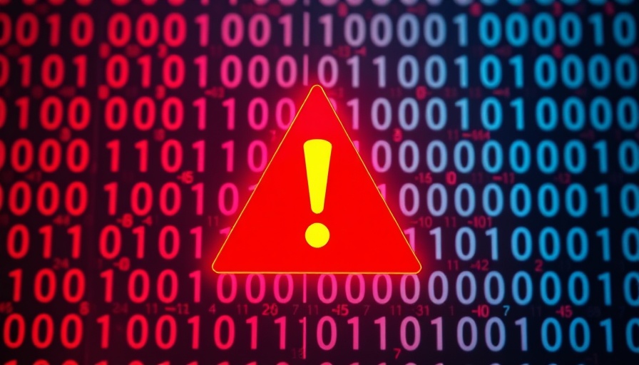 Red alert sign over binary code, symbolizing cloud-based ransomware attacks.