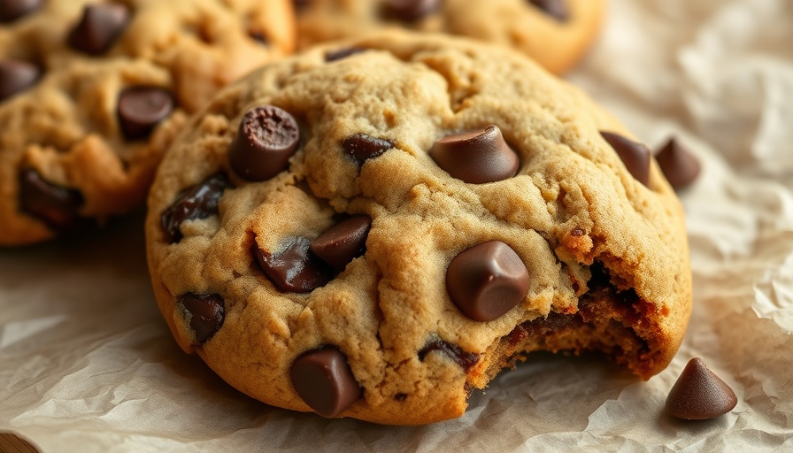 Flourless Peanut Butter Oatmeal Chocolate Chip Cookies close-up, gooey chocolate.