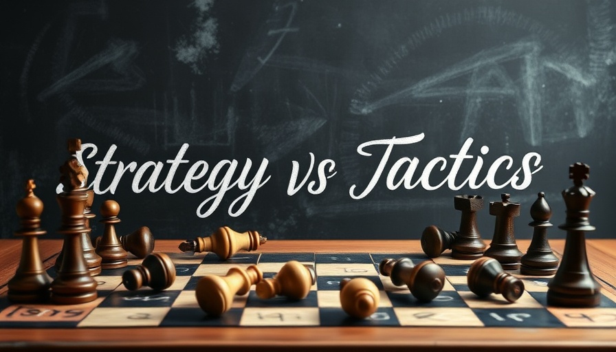 Chessboard with 'Strategy vs Tactics' text in chalk, SEO Strategy vs Tactics concept.