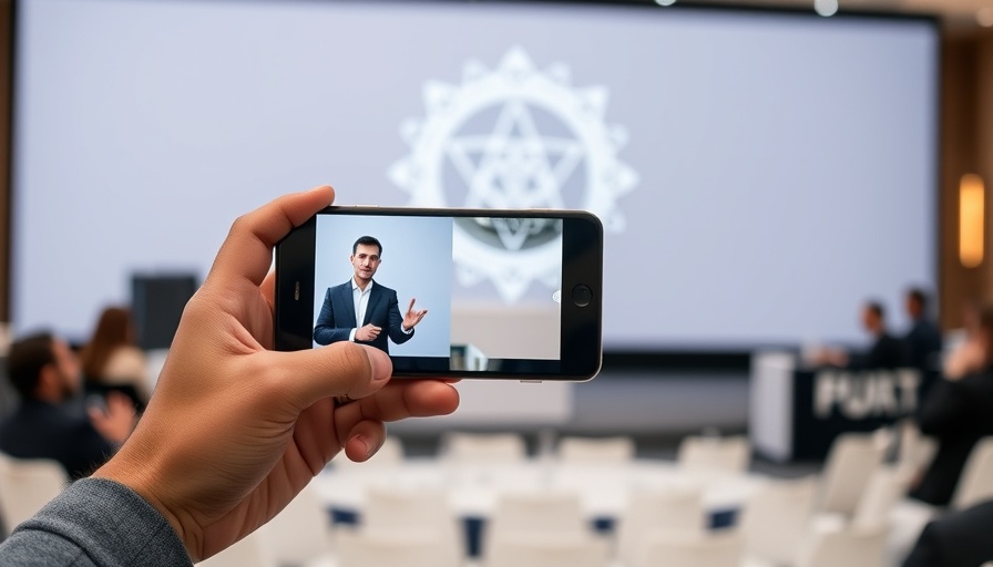 Phone displaying a speaker with abstract logo backdrop, OpenAI ChatGPT safety tools.