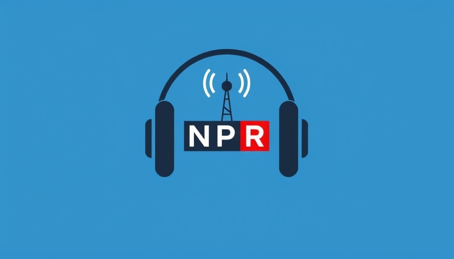 NPR logo with headphones symbolizing broadcast audio.