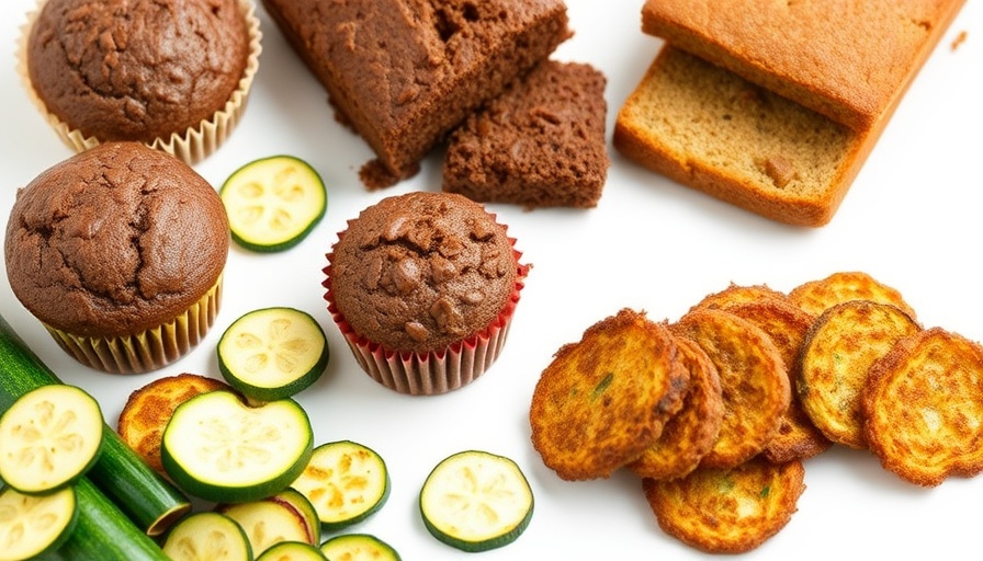 Kid-friendly zucchini recipe assortment with muffins and fritters.