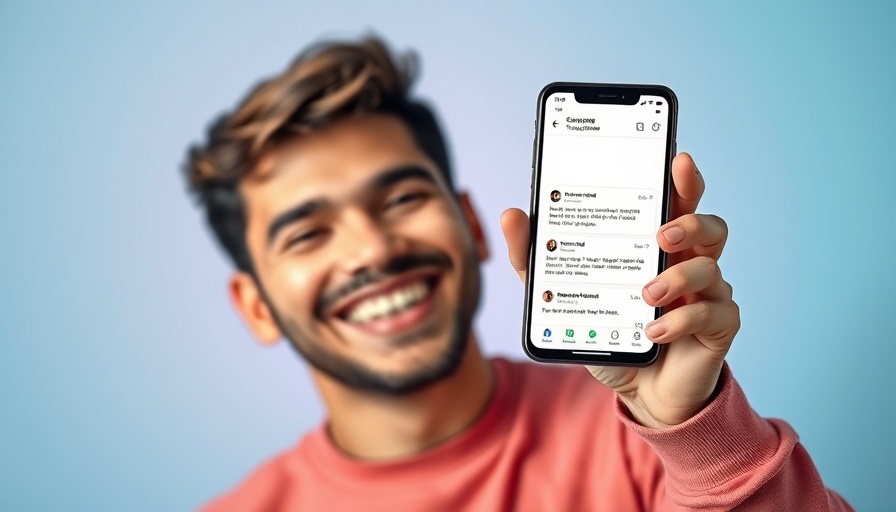 Smiling man demonstrating Google Translate voice translator app with smartphone.