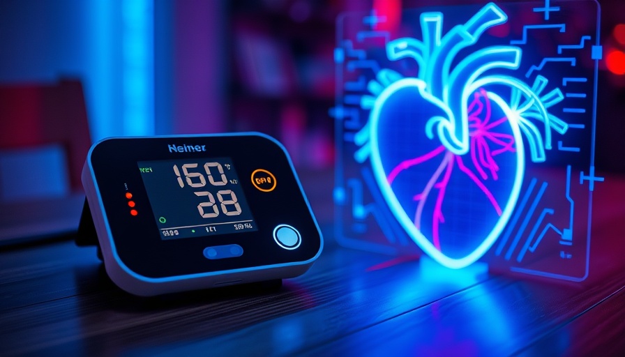 Futuristic blood pressure monitor and holographic heart display, showcasing breakthrough blood pressure treatment.