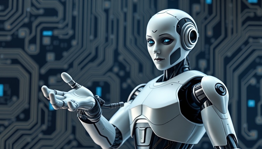 Futuristic robot extending hand in circuitry background, iMini AI Super Agent