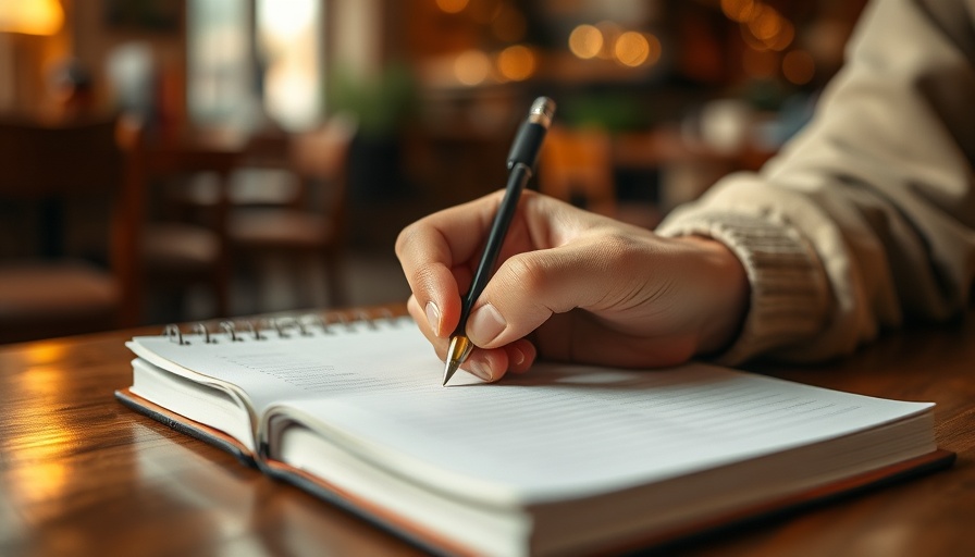 Close-up of hand writing in a notebook capturing forgiveness steps.