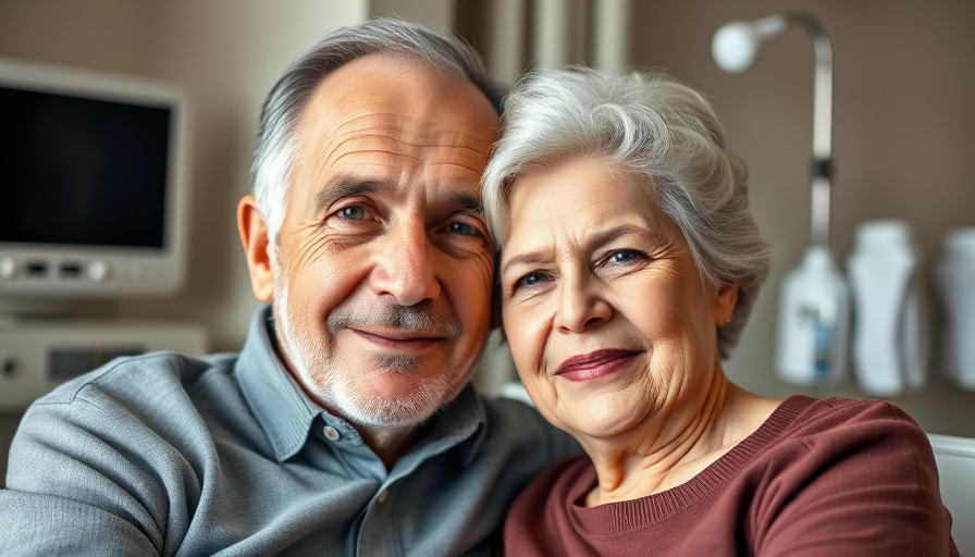 Middle-aged couple in a hospital room expressing closeness and support.