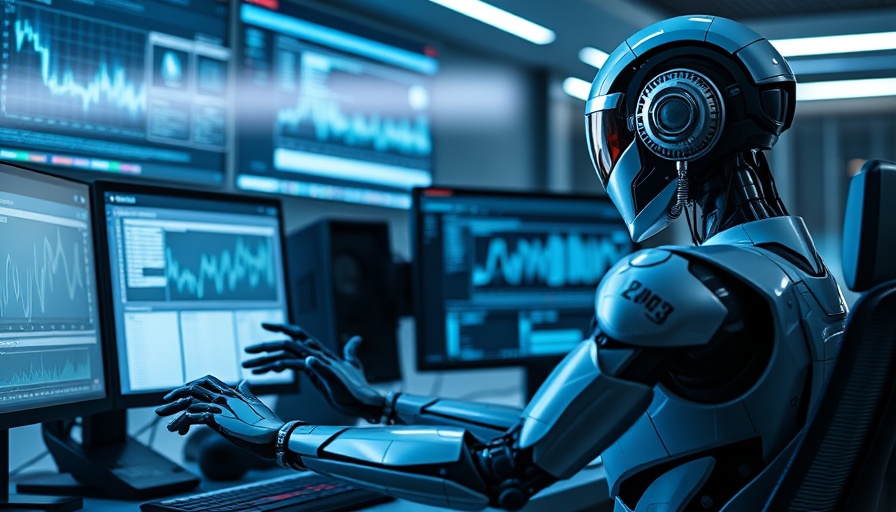 Futuristic android analyzing data, symbolizing Microsoft MAI Voice AI models