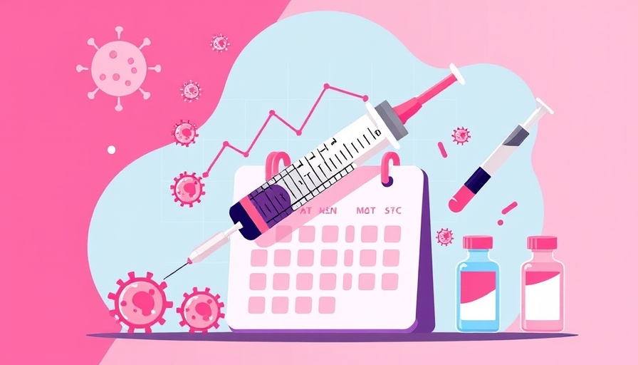 Flu shots this fall: Vaccine illustration with a calendar.