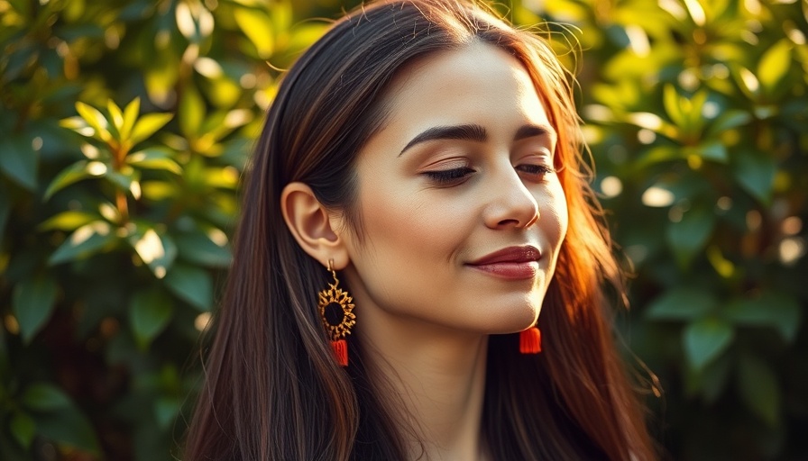 Woman promoting meditation for finding safety in the body with greenery.