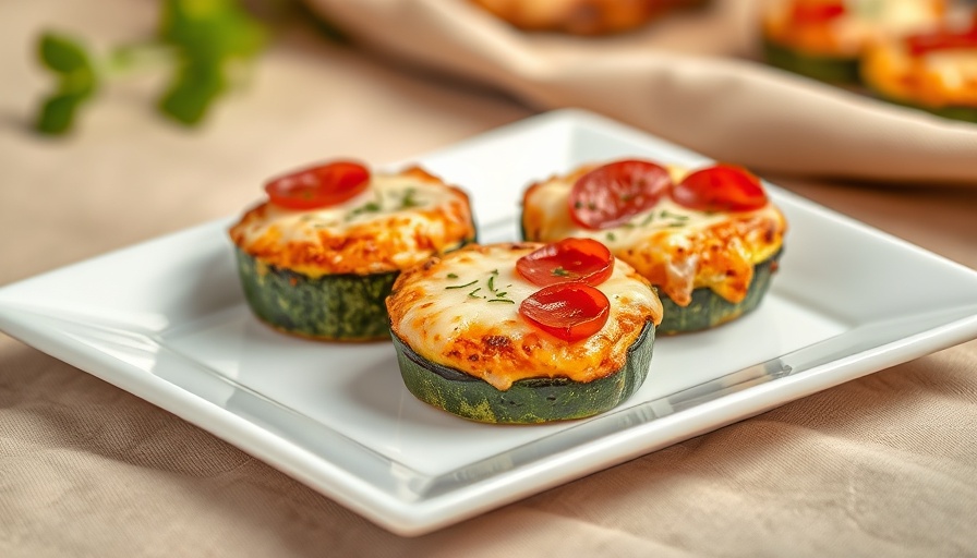 Grilled zucchini pizza with cheese and pepperoni on a white plate.